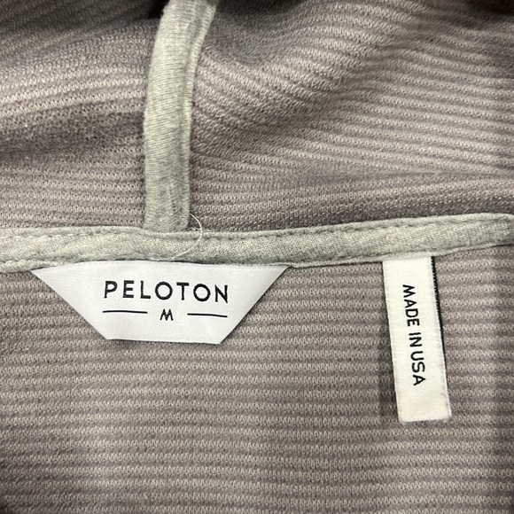 Peloton Gray Ribbed Hoodie Sweatshirt Kangaroo Pocket Long Sleeve Pullover SZ M - Picture 7 of 12
